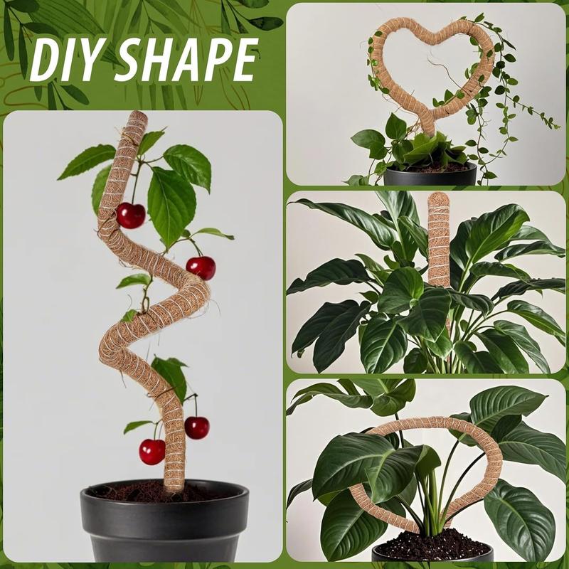 3 Pack Moss Pole, 28" 48" 63" Monstera Plant Support for Climbing Indoor Plants, Bendable Coco Coir Plant Support Stakes for Potted Plants, Pothos, Philodendron