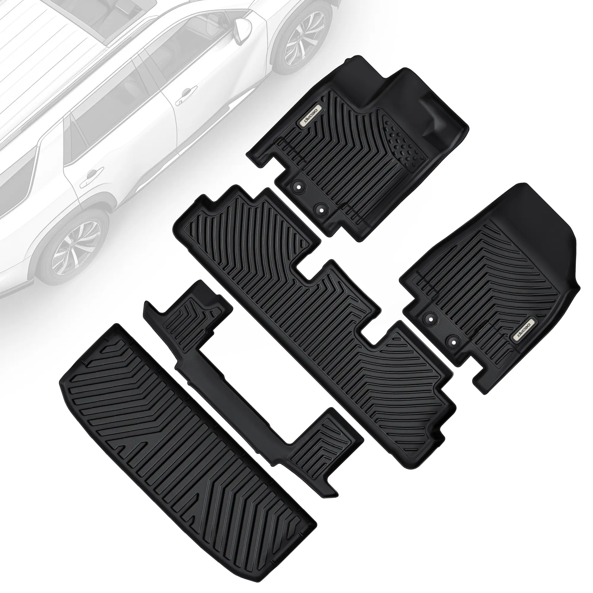 OEDRO TPE Floor Mats fits 2022-2023 Nissan Pathfinder, All Weather, Waterproof