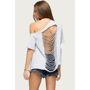 Miah Off Shoulder Shredded Back Top