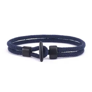 T Shape Milan Cord Nylon Rope Handmade Bracelet for Men and Women 8 Inches