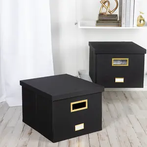 BLU MONACO File Box with Lid for Hanging Files and Paperwork - Efficient and Durable Document Organizer Box Container Lightweight - 14"x 17.2"x 10.7"