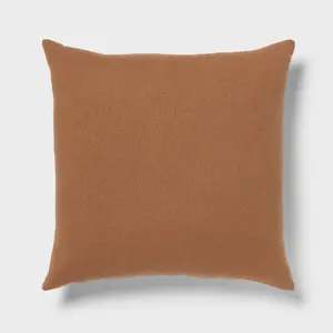 Euro Boucle Colorblock Decorative Pillow Light Brown - Threshold: Indoor Square Cotton Cushion with Hidden Zipper
