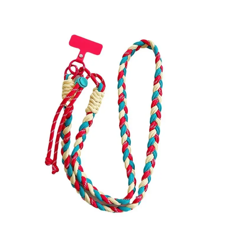 Universal Adjustable Phone Crossbody Lanyard, Colorful Detachable Necklace Rope with Plastic Patch Clip, flexible wearable hanging cord design, firm snap connection & anti-drop function, perfect for leisure outings, vacation travel and daily fashion match