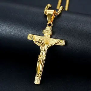 2025 New Vintage Hip hop stainless steel vacuum plated cross pendant necklace. ; gift