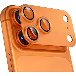 Compatible for iPhone 17 Pro Max Camera Lens Protector, Matte Metal Tempered Glass Rear Camera Screen Cover Accessories [Military Grade Shatterproof] [Strong Adsorption] - Orange