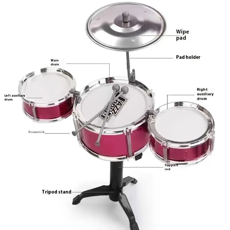 Kids' Realistic Mini Plastic Jazz Drum Set - Unisex Percussion Musical Instrument, Early Learning Educational Toy for Children's Development