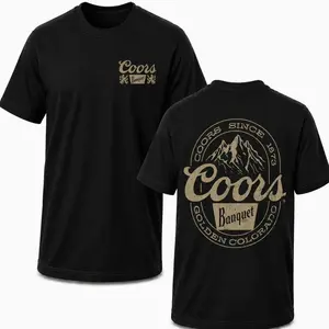 Coors Banquet Vintage Mountain Graphic Shirt, Retro Beer Lover T-Shirt, Comfort Colors Tee, Unisex Hoodie Sweatshirt, Casual Streetwear Cotton Top, Front and Back Print Graphic Apparel Gift for Men and Women JL