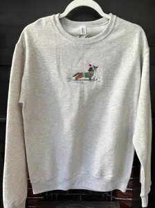 Dachshund on Skis Holiday Embroidered Sweatshirt