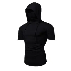 2025 Summer New Personalized Stretch Men's Fashion Ninja Clothes Hooded Casual Short-Sleeved T-shirt Mask Clothing Menswear Sweatshirts