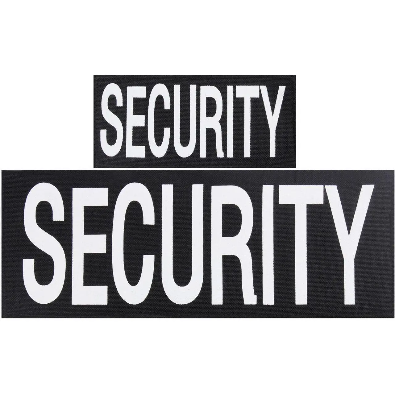 Bold White Letters Security Patches with Hook Back - Set of 2 (1 Large, 1 Small) for Vests/Jackets, Embroidery Sewing Supplies