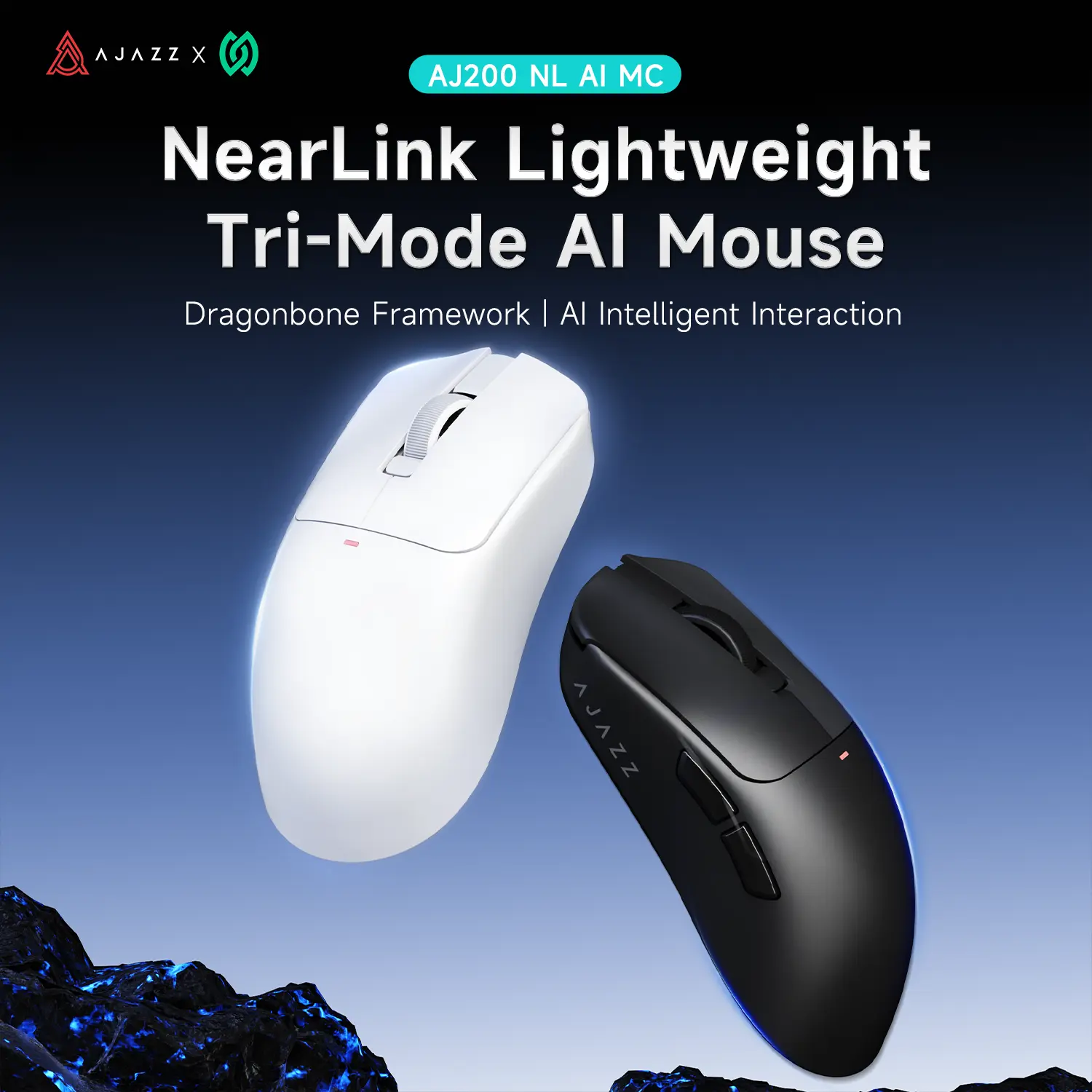AJAZZ AJ200 AI Tri-Mode Gaming Mouse - Dragonbone Structure, Free Aim, Exclusive FPS Training Plug-in, Voice Input, AI Interaction, Real-Time Translation for FPS Gamers