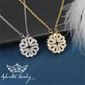 Light Luxury Lucky Heart Necklace / Four-Leaf Clover Necklace for Women — Auspicious, Perfect for Anniversaries, Birthdays, and Everyday Wear