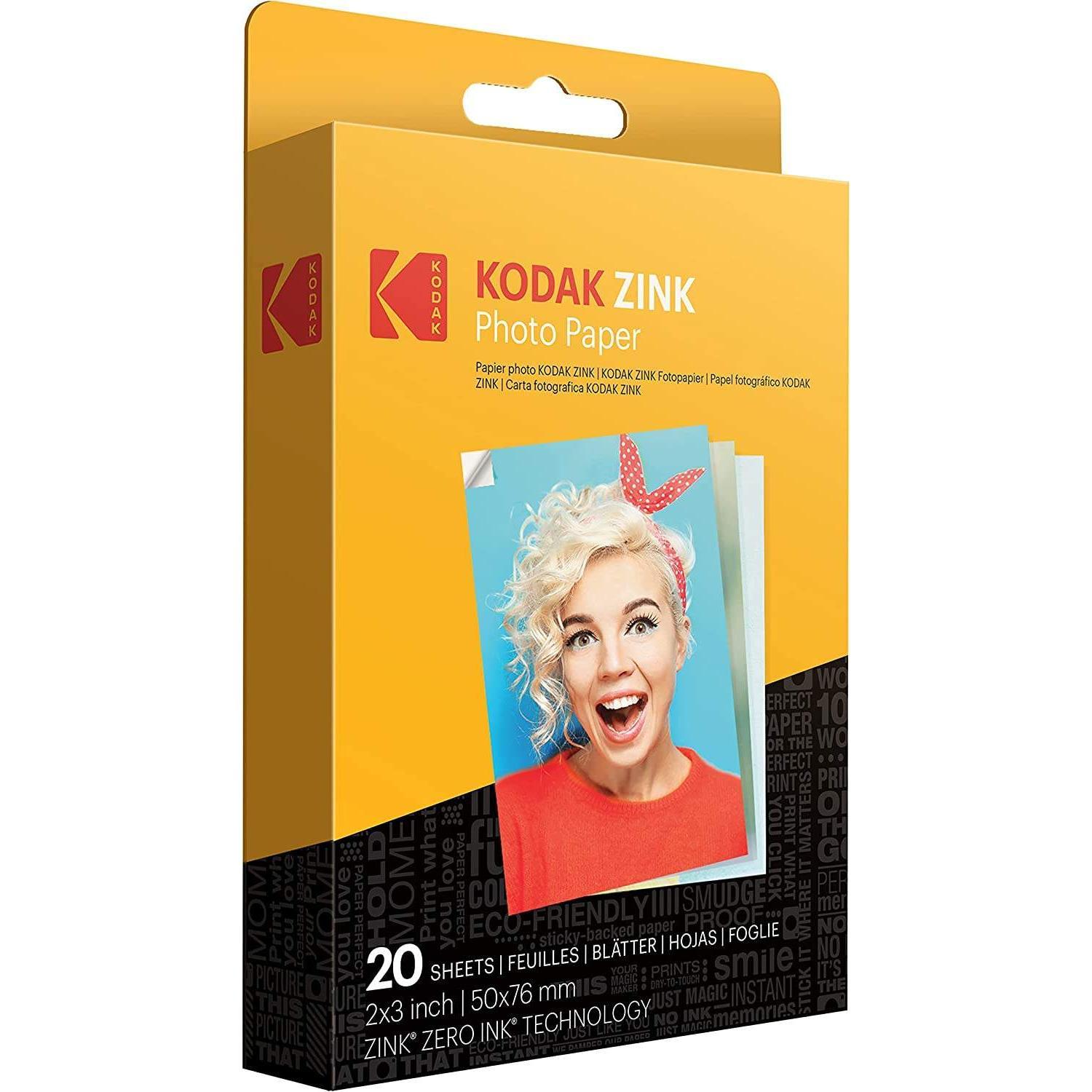 Kodak Step Slim Mobile Instant Photo Printer 2x3" (White) & Zink Photo Paper Starter Bundle Camera Compact