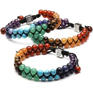 Bead Chakra Bracelet 7 Chakras Bracelet Yoga Stone Beads Bracelets Meditation Relax Anxiety Bangle for Womens Mens