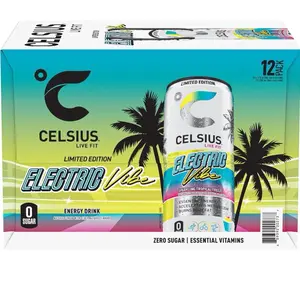 Celsius Electric Vibe Energy Drink 12 fl. oz. 12 pk. Zero Sugar Essential Vitamins Sport Beverage