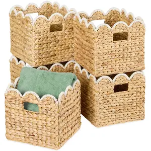 Best Choice Products Scalloped 13 x 13in Hyacinth Storage Basket Set of 5