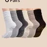 Women's Yoga Socks Mid-Calf, Anti-Slip Grip Sports Athletic Tight Socks, Pilates Fitness Sports Socks, Indoor Jump Rope Dance Training Floor Socks, Sporty Socks, 6 Pairs Pack