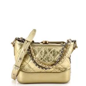 Pre-owned CHANEL Leather Shoulder Bags Gabrielle Hobo Quilted Metallic Aged Calfskin Small by Rebag
