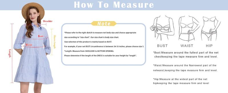 【New Arrival】Ebossy Womens Striped Button Down Midi Shirt Dress Casual Loose Cuffed Long Sleeve Mid Long Dresses