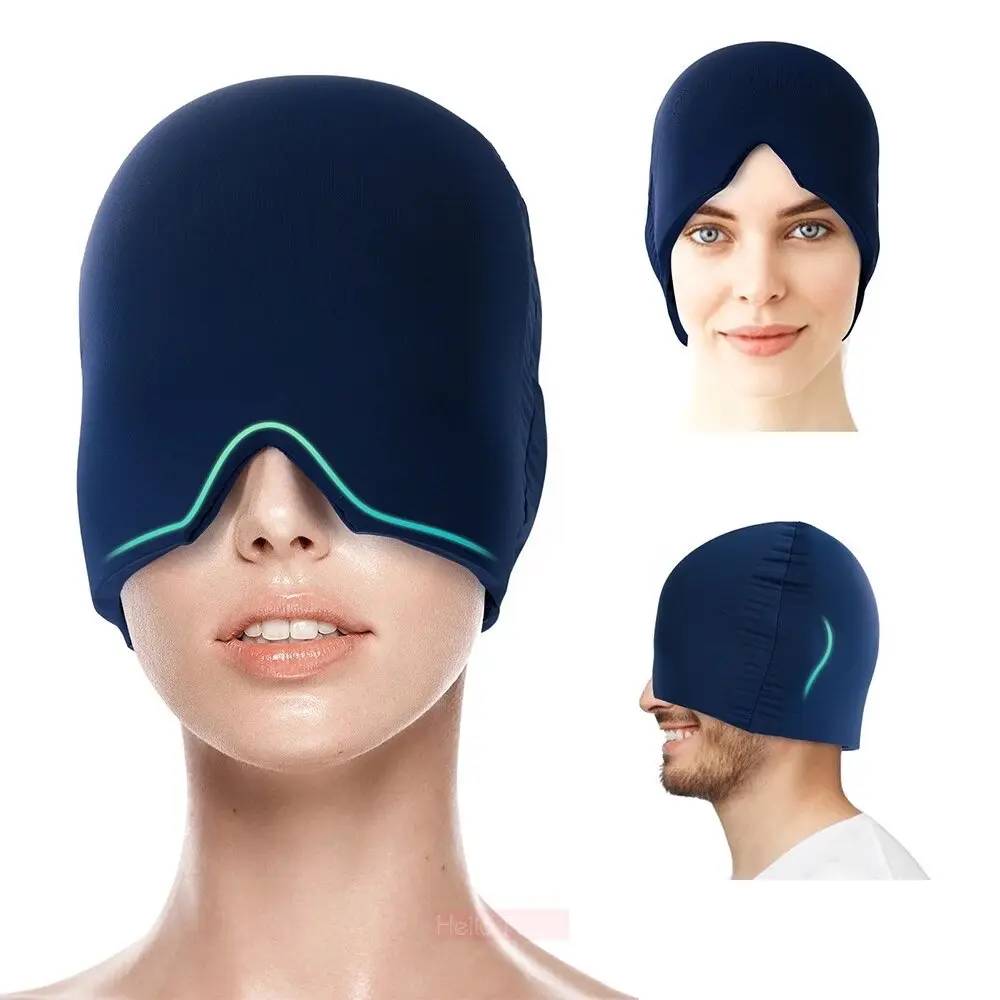 Migraine Headache Relief Cap, Qnoon Headache Migraine Cap Hat, Odorless Ice Pack for Injuries Reusable with Hot & Cold Gel for Migraine and Stress Relief