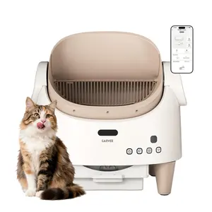 Gaomon Automatic Litter Box, Open-Top Self-Cleaning Electric Cat Litter Box with 15-Layer Safety Protection System, Smart App Control, Adjustable Entry Height & Odor Control, Brown