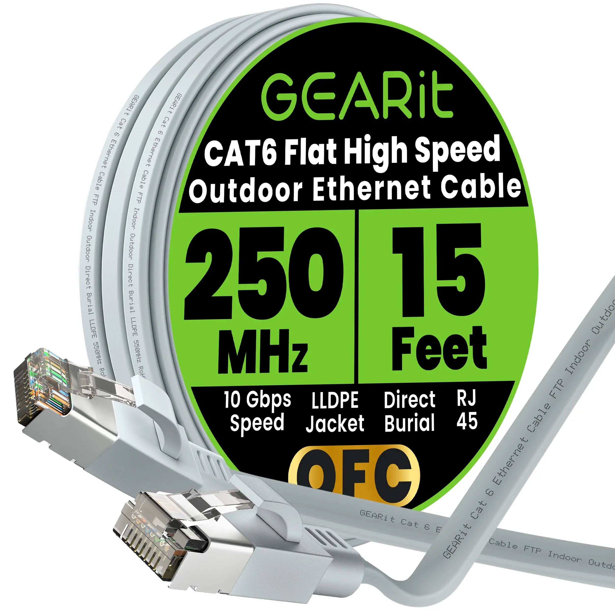 GEARit Gray Cat6 Flat Outdoor Ethernet Cable GEARit Gray Cat6 Flat Outdoor Ethernet Cable