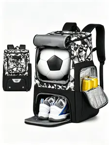 Camouflage Large Capacity Soccer Backpack, Independent Shoe Compartment, Ball Holder, Insulated Bag, Dry Wet Separation, Sports Shoulder Bag