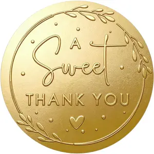 100 x 1.57" Gold Raised Gold Foil A Sweet Thank You Embossed Sticker Labels for Wedding Party Shower Favor Sweet Treat