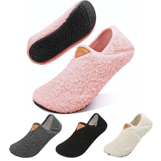 Cozy Furry Indoor House Slippers Unisex - Slip-on Barefoot Design, Comfy Soft Warm Non-Slip Shoes Ideal for Home Bedroom Relaxation Travel Yoga Activities Socks Footwear