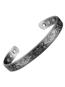 Women's Elegant Vintage Flower Design Adjustable Cuff Bangle, Exquisite Trendy Cuff Bangle, Chic Gorgeous Jewelry As Gift for Girlfriend, Bangles Bracelets