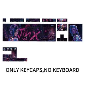 Jinx Arcane LOL Keycaps PBT 5-Side Dye-Sub Shine-Through Legends for 108/60% Layout Gaming Mechanical keycap set 100  percent  keyboard