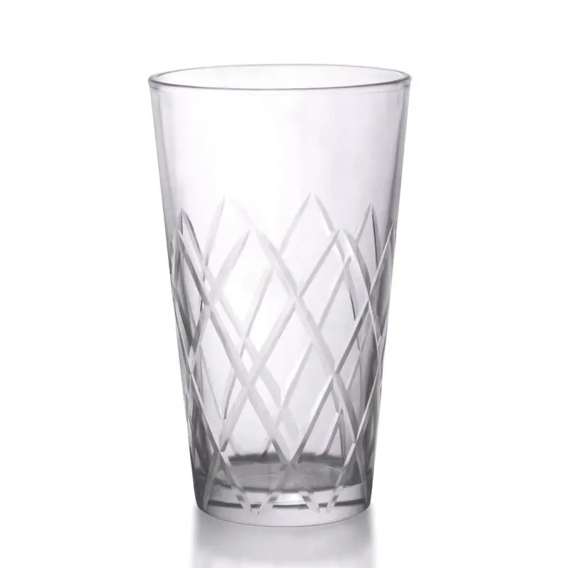 BarConic® 16oz Diamond Cut Geometric Boston Shape Mixing Glass - Classic Cocktail Glass, Elegant Kitchenware Drinkware for Cocktail Stirring (Holds 16 oz)