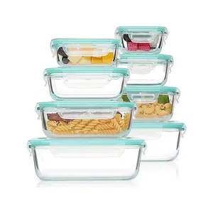 Vtopmart 8/15 Pack Glass Food Storage Containers with Lids, Glass Meal Prep Containers, Airtight Glass Bento Boxes with Leak Proof Locking Lids, for Microwave, Oven, Freezer and Dishwasher, BPA Free
