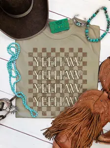 Checkered Yeehaw Comfort Colors Tee