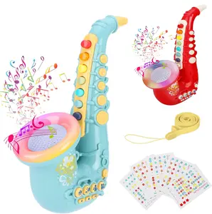 Kids Saxophone Toy With Light and Sound,Multifunctional Early Educational Toys Musical Instrument Toy for Toddler Girls Boys Beginners Music Simulation Mini Saxophone, For Birthday Christmas Gifts