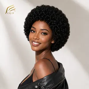 Retro 70s 80s Rocker Wig - Black Afro Short Curly Costume Wig for Men & Women, Disco Rockstar Halloween Cosplay Hair