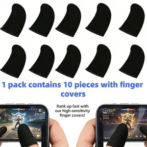 10 Pcs Gaming Finger Gloves, High Sensitivity Sweat-Proof Touchscreen Thumb Gloves, 24 Pin Superconductive Fiber, Esports Game Accessories