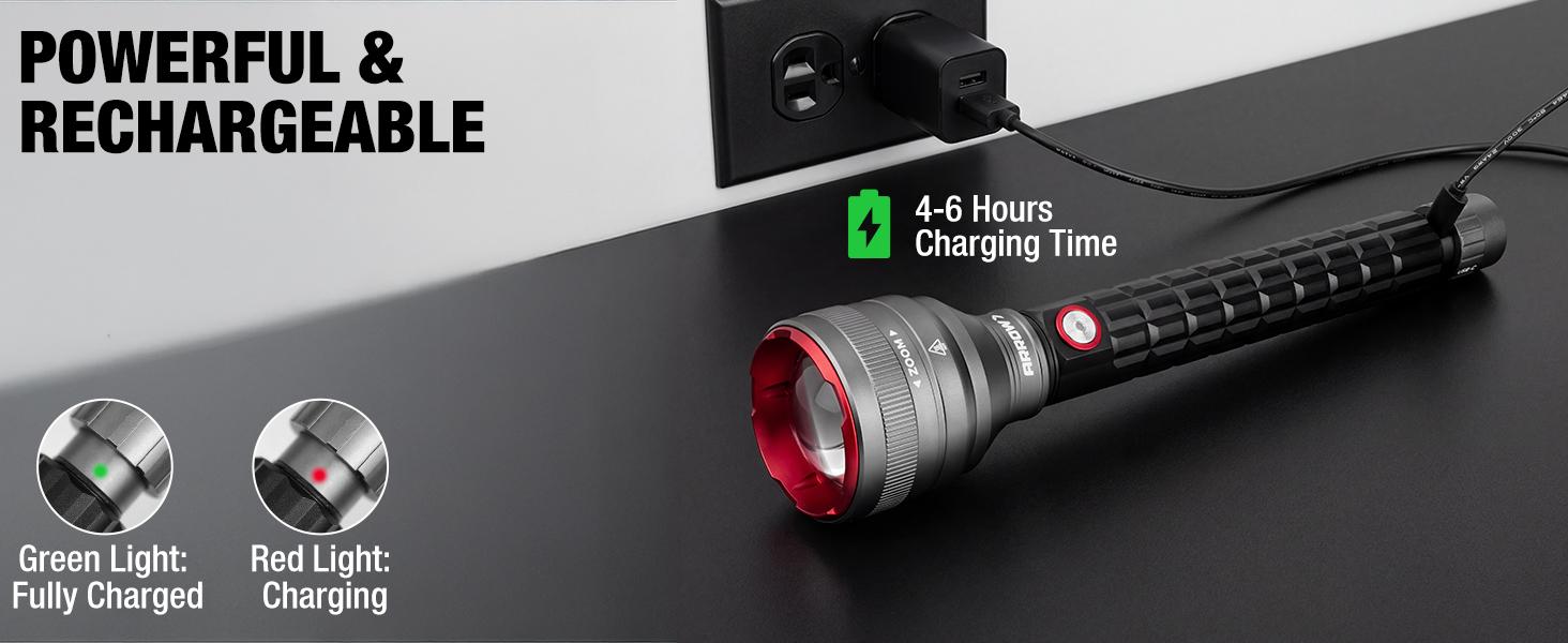 #backtoschool ARROW Rechargeable Flashlights 5000 Lumens, 5 Modes Bright LED Flashlight with Memory Function and ECO Mode, Zoomable Flash Light with 2*2600mAh Battery, USB-C Charging for Repair, Outdoor & Emergency