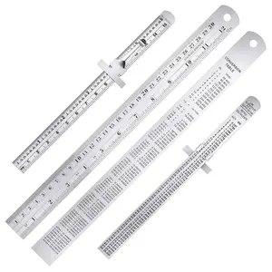 Pcs Pocket Rulers 6 In and 12 In Metal Rulers with Inch and Metric Graduation, Stainless Steel Precision Measuring Tool for Engineering, School, Office
