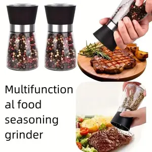 Manual Pepper Grinder 5.8oz, Salt & Pepper Shaker Bottle, Reusable Seasoning Spice Jar, BBQ Picnic Camping Kitchen Tool, Gift Kitchen Accessory