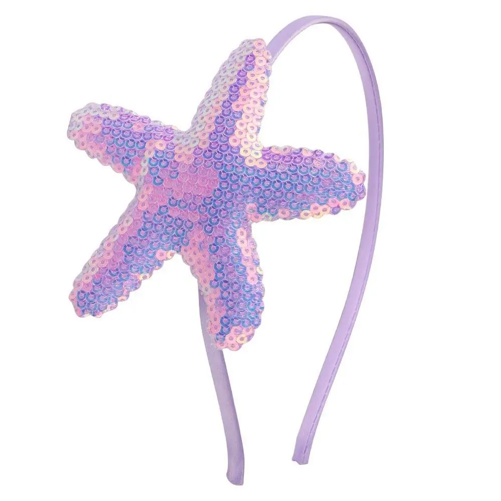 Sparkling Starfish Headband, Light Purple Bling Hair Fashion for Women & Girls, Comfortable Cloth Wrap for Wedding & Mermaid Theme Outfits, Glitter Accent, Starfish Shape, Glamorous, Comfortable Fit