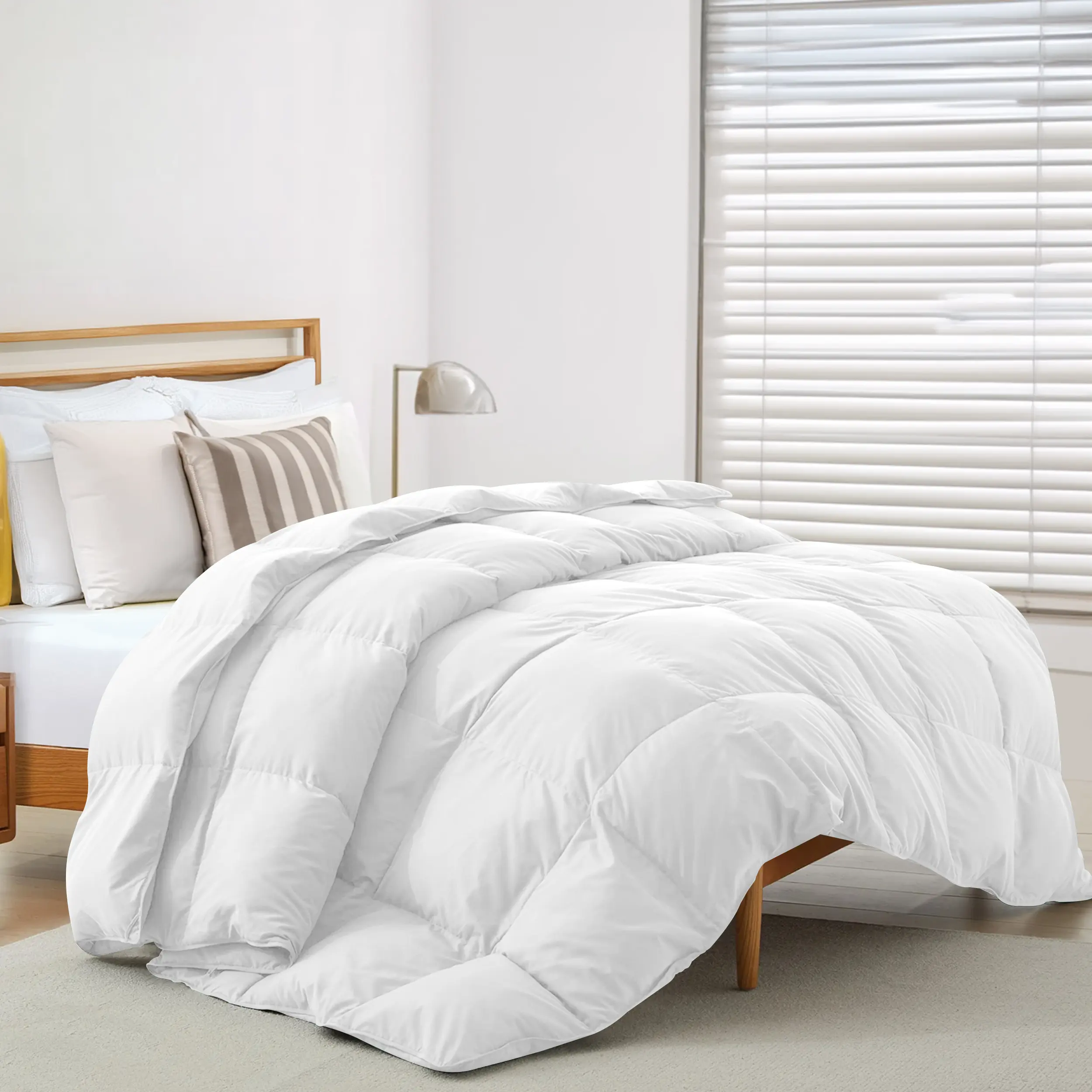 1-Pc Box Stitched Comforter - Lightweight & Breathable Fluffy Autumn Comforter - Ultra Soft Microfiber Duvet insert- Quilted, Soft,Cozy All-Season Down Alternative - Machine Washable