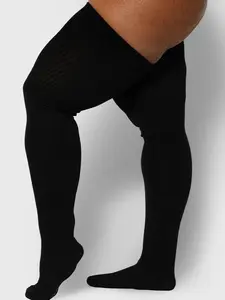 Thunda Thighs - Tubbies - Solid Socks Plus Size Thigh High Socks - Women's Lightweight Cotton Blend Stretch