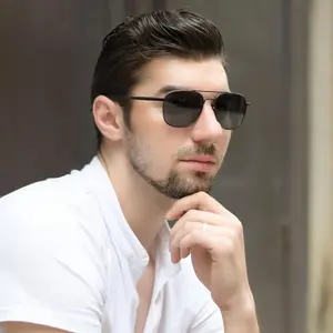 SUNGAIT Men's Polarized Square Aviator Sunglasses Durable Metal Frame UV400 Protection Classic All-Match Style TAC Lens for Fishing Driving Golf