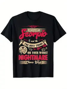 Humorous Scorpio-Themed T-Shirt Featuring a Striking Red Constellation Design, Suitable for Both Men And Women (Sizes 1XL-5XL). Made from 180G Heavy, It'S a Perfect Birthday Present for The Scorpio Season in October-November, Plus Size