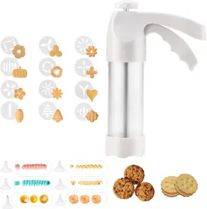 Cookie Press Gun Kit with 12 Discs, 6 Nozzles & 6 Piping Tips, Easy Baking Tool for Making Spritz Cookies, Biscuits & Cheese, Ideal for Sweet and Cake Decorations