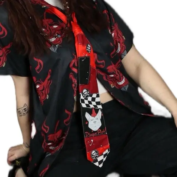 Punk Patch Ties - Upcycled from thrifted ties (with original designs)