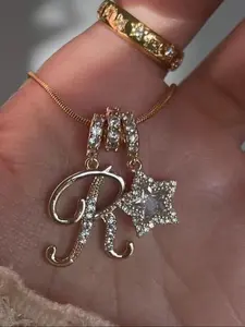 Elegant Sweet 26 Letter Oxidized Zircon Star Pendant Necklace, High-End Jewelry Gift for Mother's Day & Birthdays, Personalized Present, Letters Necklace