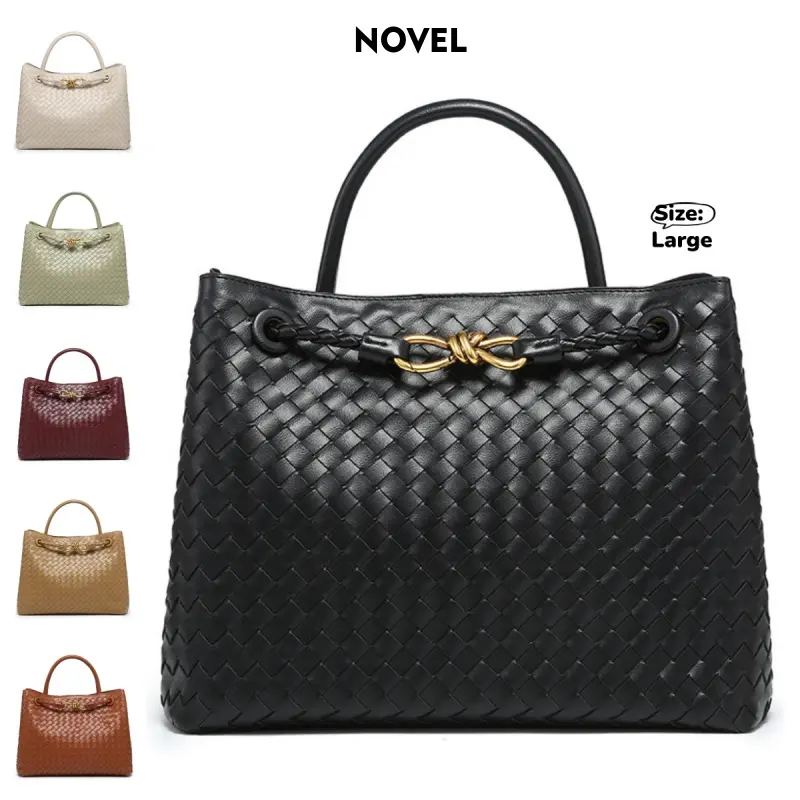 NOVEL Premium Luxury Handwoven Large Andiamo Handbag Fashionable and Unique Bucket Bag Adjustable Shoulder Strap with Metal Buckle One-Shoulder/Underarm Bag Spacious and Versatile Crossbody Bag for Commuting