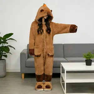 Adult Capybara Onesie Pajamas, Cartoon Animal Sleepwear, Gladiator Costume, Halloween Cosplay, Warm All-In-One Jumpsuit